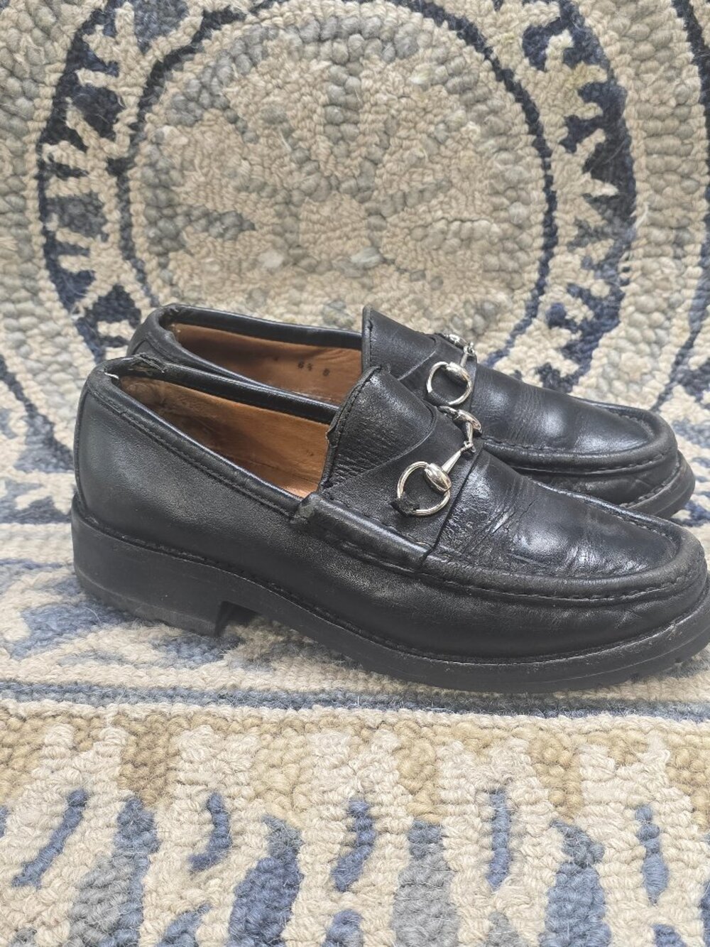 Gucci Chunky Loafers With Silver Horsebit 6 1/2 B